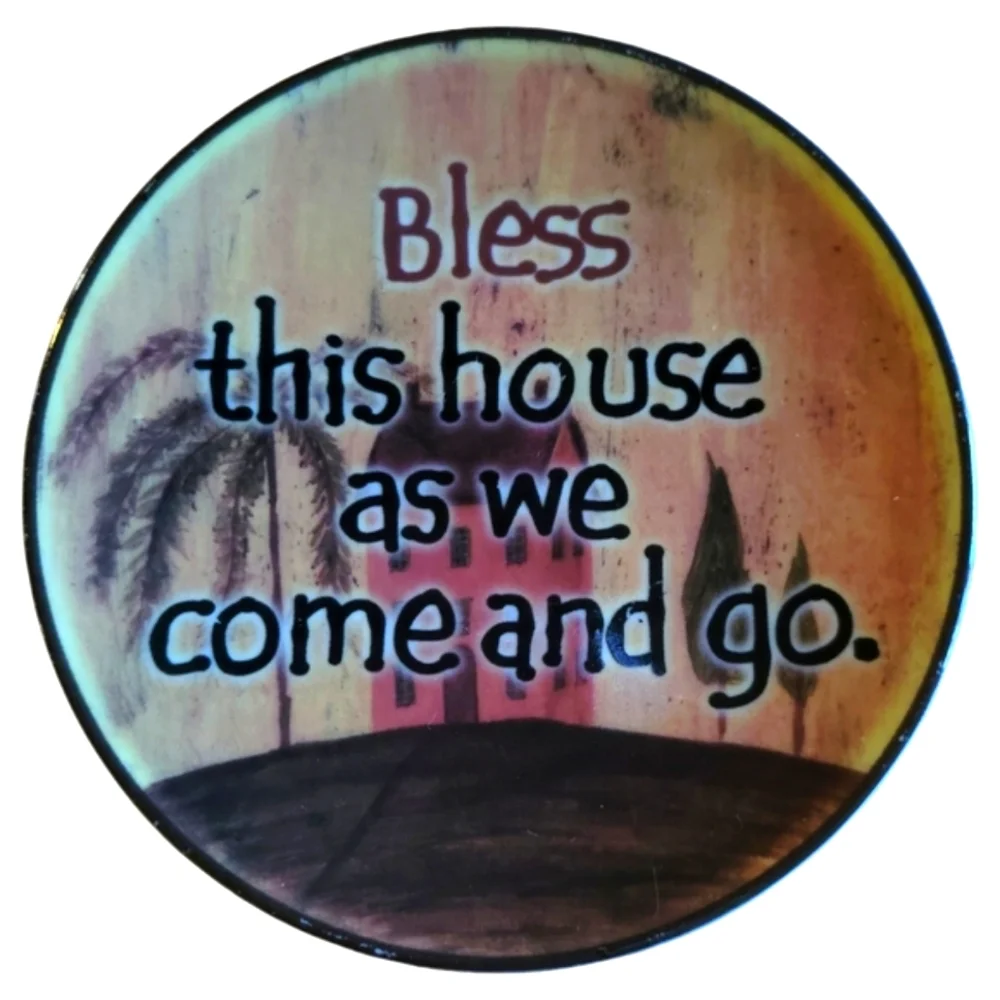 Vtg Sandra Design Decor Plate Bless This House As We Come & Go